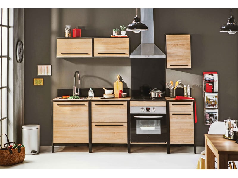 Meuble bas de cuisine 44 cm 1 porte FABRIK F5 coloris naturel - 1