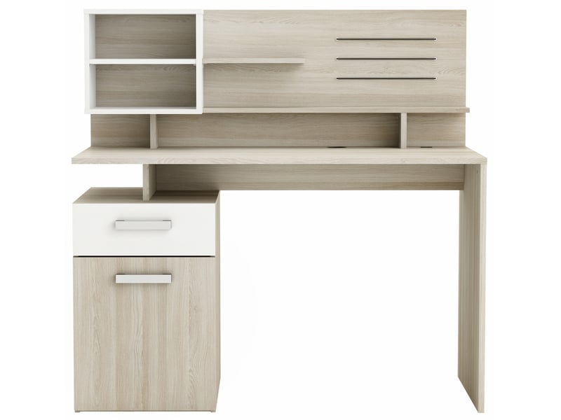 Bureau MALICIA 123 cm coloris Blanc/Chêne Shannon - 2