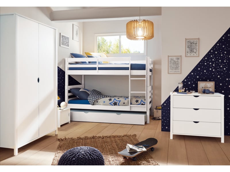 Armoire 2 porte(s) abattante 0 tiroir(s) ANDY coloris Blanc largeur 95 cm - 1