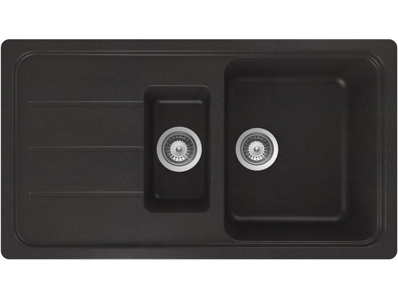 Evier 1,5 bac, 1 égouttoir ZUMBA coloris noir - 1