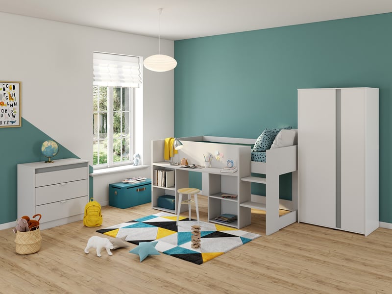 Lit combiné 90x200 cm Pirouette coloris Blanc - 1