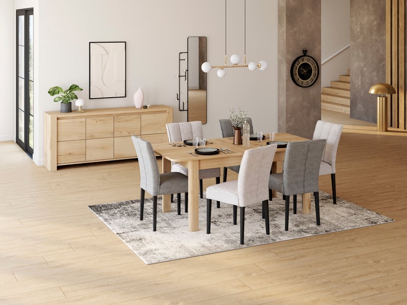Table de séjour rectangulaire avec allonge naturel PORTLAND 2 - 90 cmx156 cm- 191 cm - 1