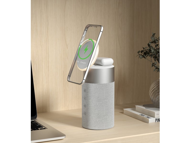 Enceinte nomade FORCE PLAY Enceinte Bluetooth® 2 en 1 avec Chargeur MagSafe Gris - 1