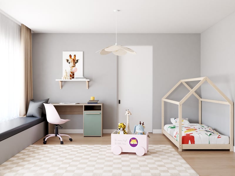 Lit cabane 90x190 cm Panda coloris Bois clair - 1