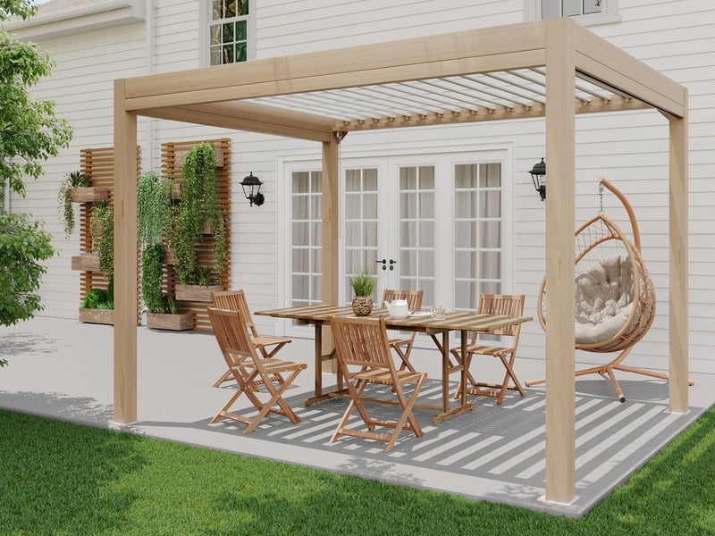 Table de jardin en acacia avec extension 150-210 cm DANANG - 1
