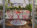 Ensemble table pliante ronde 60 cm + 2 chaises pliantes PRATO coloris rouge - 1