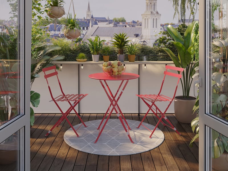 Ensemble table pliante ronde 60 cm + 2 chaises pliantes PRATO coloris rouge - 1
