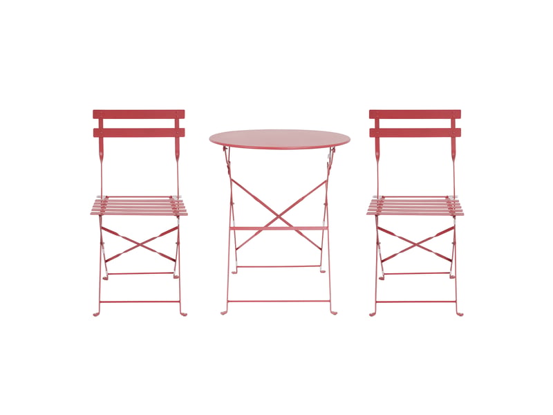 Ensemble table pliante ronde 60 cm + 2 chaises pliantes PRATO coloris rouge - 2