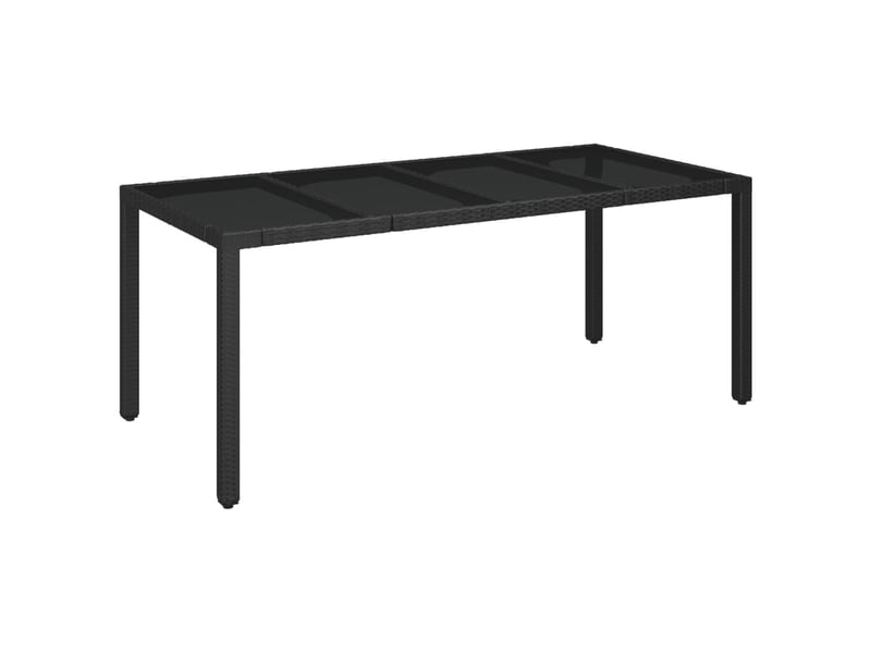 Table d'extérieur table de salon de jardin, dessus en verre noir 190x90x75cm résine tressée meuble pro frco32496 - 1