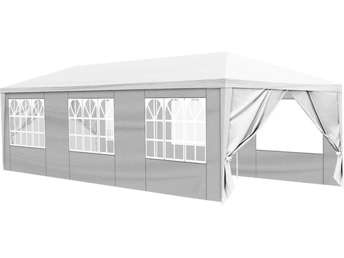 3x9m tonnelle tente de réception avec fenêtrestente de jardin protection contre soleil et pluie,blanc,8 morceau de tissu - 2