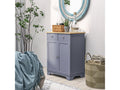Buffet multi-rangement 2 portes avec étagère réglable 2 tiroirs coulissants bois d'hévéa mdf gris - 1