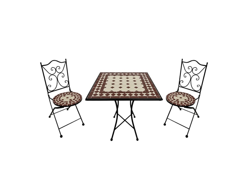 Axi camilla table et chaise bistrot, 2 chaises 1 table, ensemble bistro extérieur, mosaique vin rouge - salon de jardin bistrot, table bistrot pour jardinbalconterrasse - 2