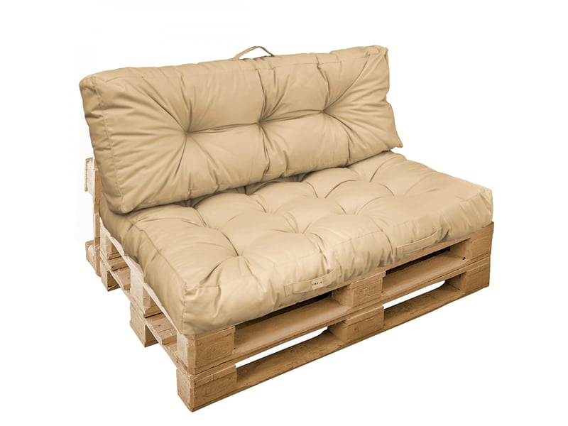 Coussins palette capitonnés - beige - 2