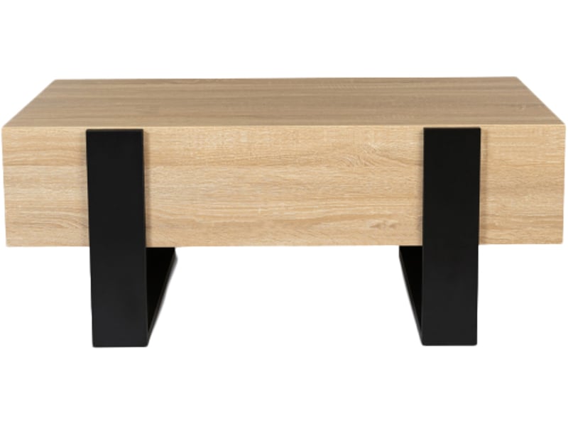 Table basse rectangulaire phoenix avec tiroirs 100 cm bois et noir - 2