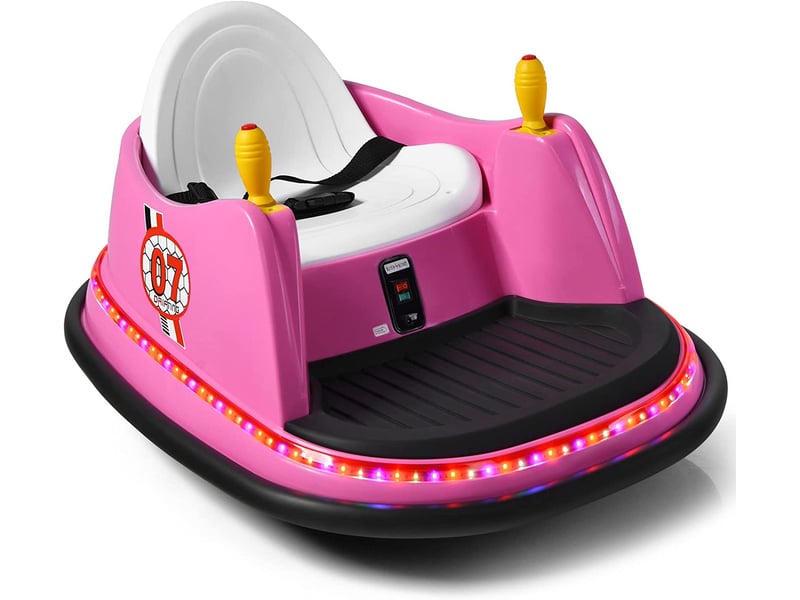 Costway auto-tamponneuse electrique avec telecommande et roues universelles, auto tournante avec pare-chocs, lampes a led et musique, charge 20 kg, pour enfants de 2-5 ans (rose) - 2
