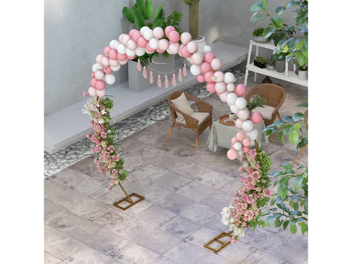 Arche décorative - arche de mariage - arche de ballon - dim. 280l x 60l x 258h cm - acier doré - 1