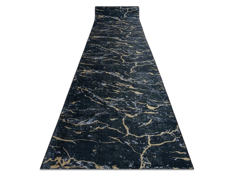 Tapis de couloir antidérapant lotus galactic 9523 marbre noir l'or lavable 120cm 120x880 cm - 2