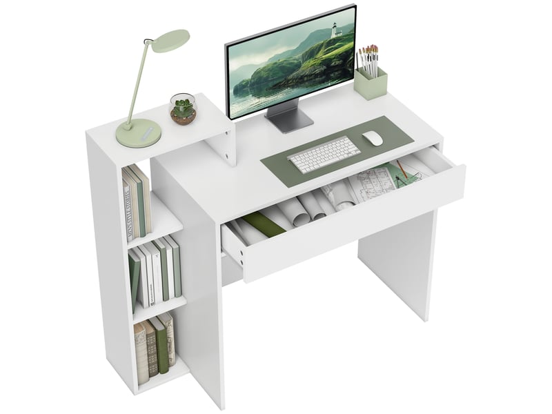 Bureau HOMCOM 100 cm coloris blanc - 2