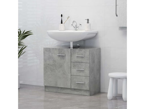 Armoire d'évier, meuble sous lavabo, meuble sous vasque gris béton 63x30x54 cm aggloméré jax50365 meuble pro - 1