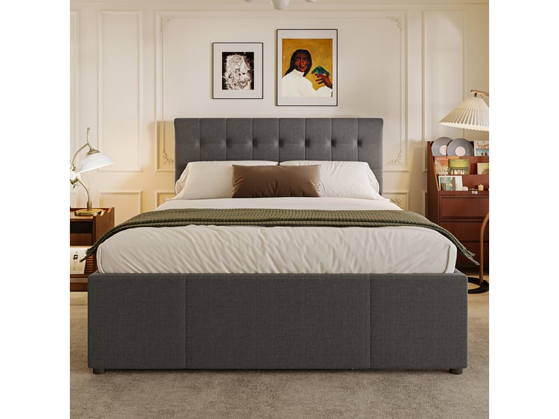 Lit gigogne 140x200 cm coloris gris - 1