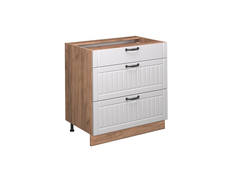 Vicco meuble cuisine, blanc campagne, 80cm avec 3 tiroirs, pt chêne - 2