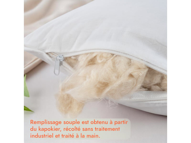 Oreiller kapok 40x70 cm - naturel et organique - ultra moelleux - 1