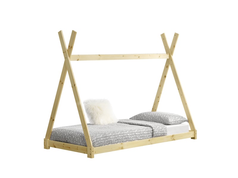 Lit cabane 90x200 cm coloris bois clair - 2