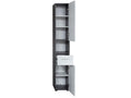 Meuble colonne salle de bain blanc brillant et gris cendré 2 portes 1 tiroir kinzo 30cm - 1