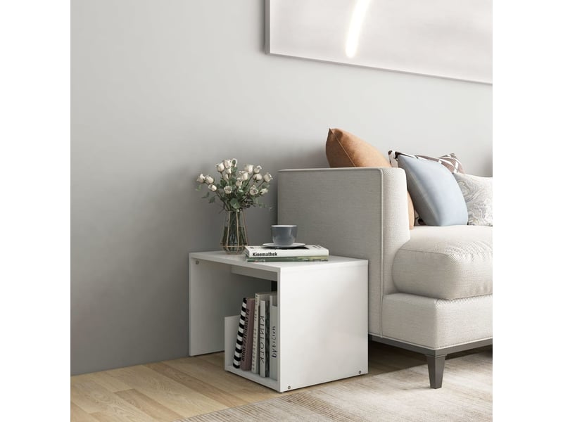 Vidaxl table d'appoint blanc 59x36x38 cm bois d'ingénierie - 1