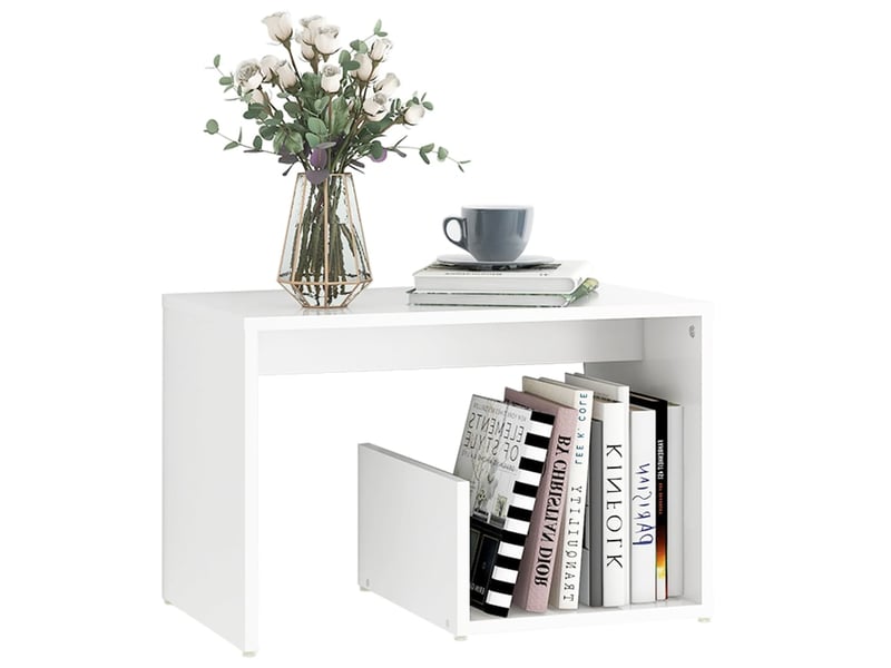 Vidaxl table d'appoint blanc 59x36x38 cm bois d'ingénierie - 2