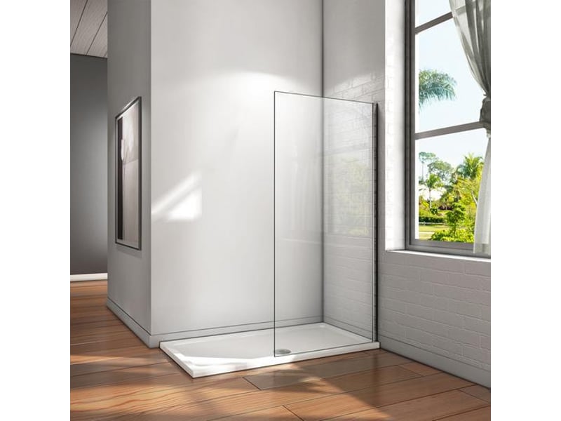 Aica paroi de douche 8m paroi de douche à l'italienne verre anticalcaire paroi de fixation sans receveur - 2