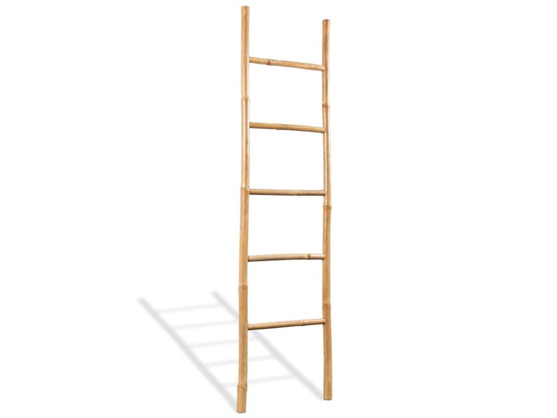 Vidaxl échelle à serviettes 5 échelons bambou 150 cm - 1