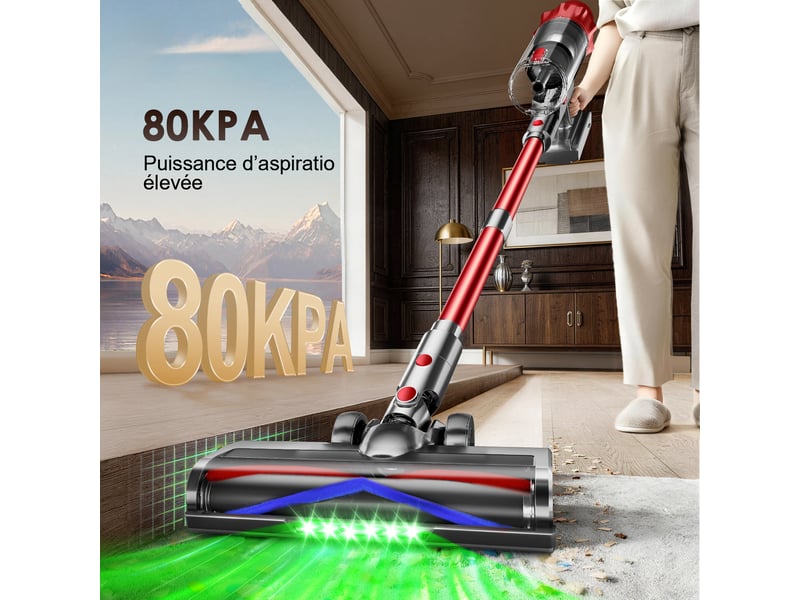 Aspirateur balai rechargeable HIAZURM -80kpa-80min-2.0L - 220 air watts - 1