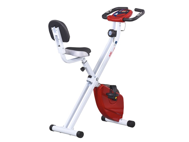 Vélo d'appartement pliable - collaboration aosom.fr x ffhandball - 8 niv. Résistance magnétique réglable - rouge - 2