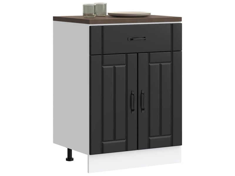 Meuble bas cuisine | armoire de plancher | armoire de cuisine lucca noir bois d'ingénierie - 1