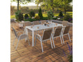 Ensemble table et chaises de jardin madrid table 190 cm et 8 chaises empilables blanc et beige taupe - 1