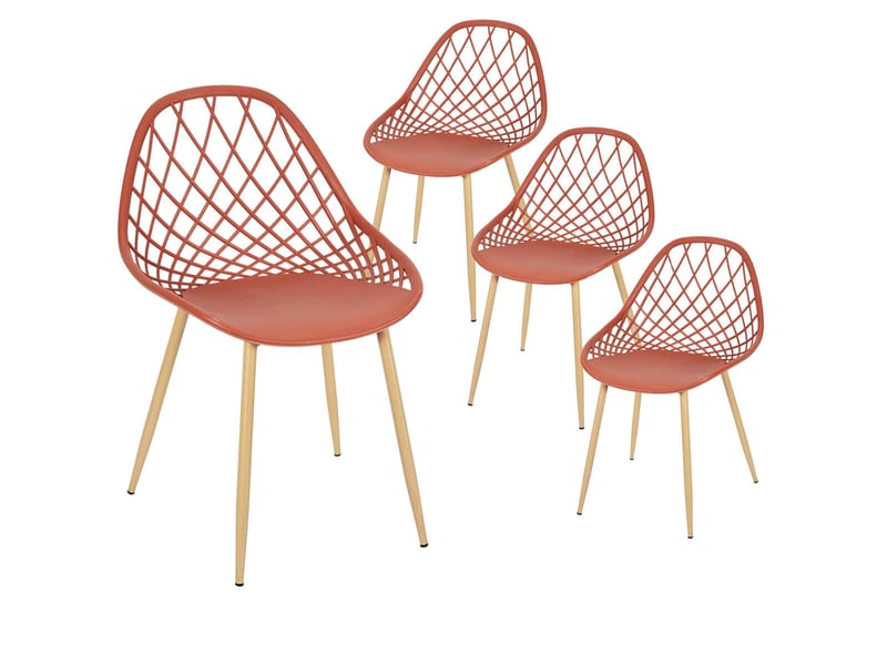 Tressie - lot de 4 chaises terracotta coque arrondie - 2