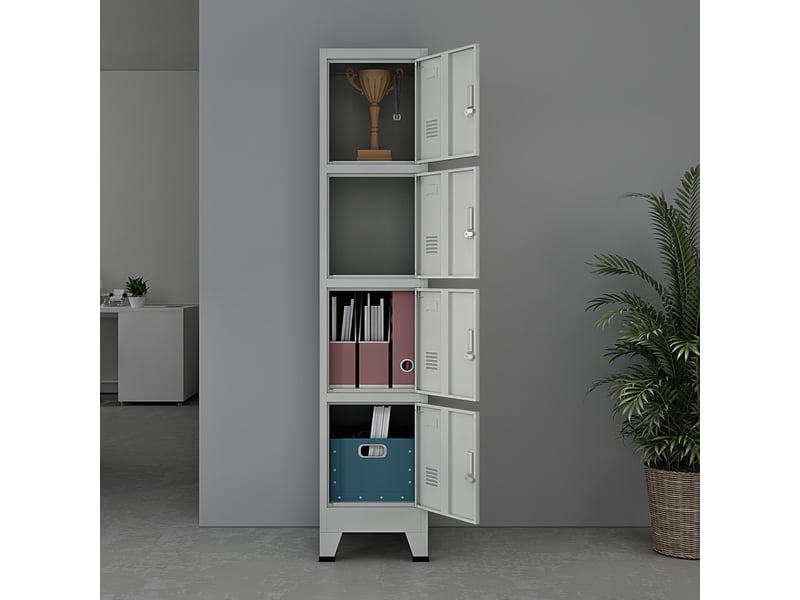 Casier métallique avec 4 portes joroinen acier laqué 180 x 38 x 45 cm gris [en.casa] - 1