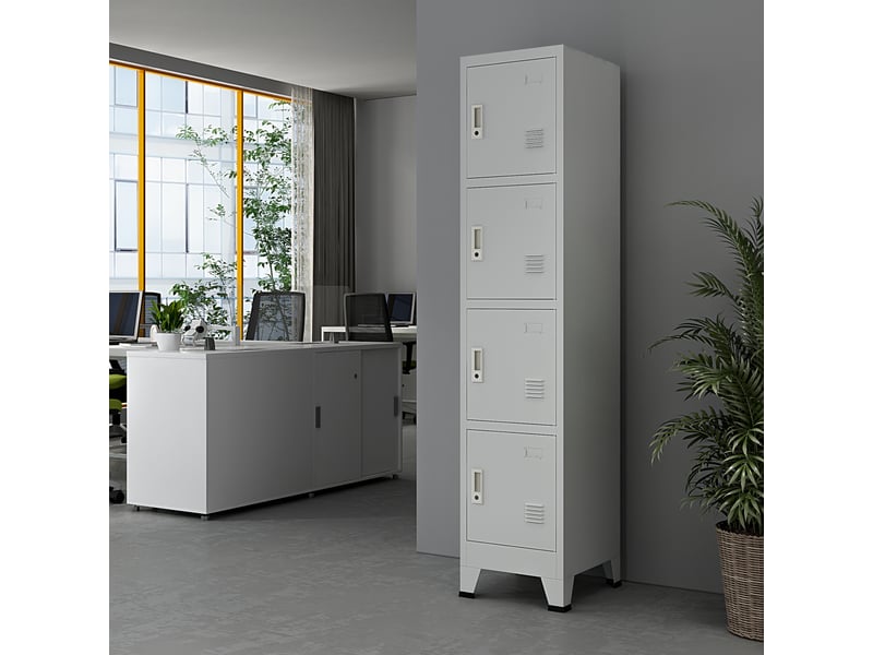 Casier métallique avec 4 portes joroinen acier laqué 180 x 38 x 45 cm gris [en.casa] - 2