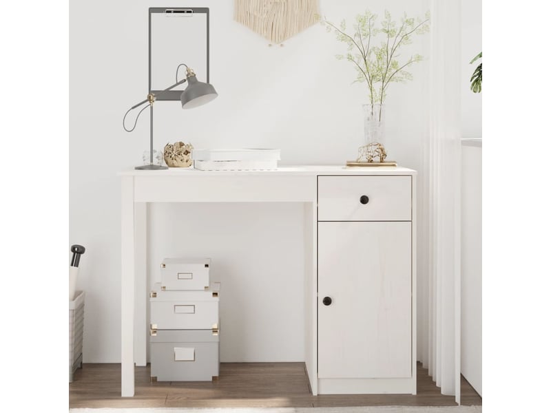 Bureau 100 cm coloris blanc - 1