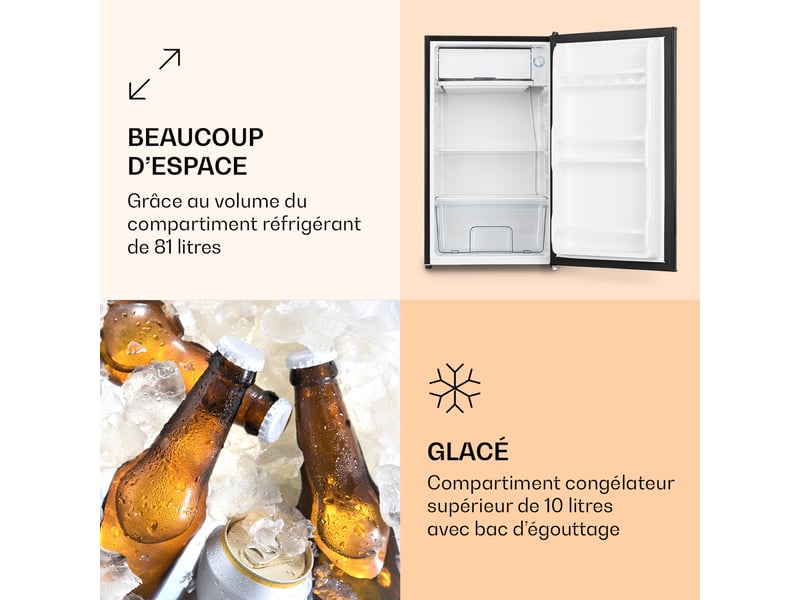 Refrigerateur 2 portes (congél en haut) froid Statique KLARSTEIN - largeur 47 cm x hauteur 82 cm - 1