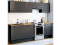 Cuisine complète 240 cm subtil avec plan de travail 7 éléments noir et plateaux bois - 1