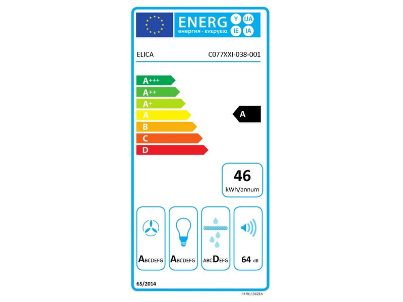 Hotte décorative Recyclage ou évacuation ELICA PRF0119823A - 495 m³/h 59.8 cm - 1