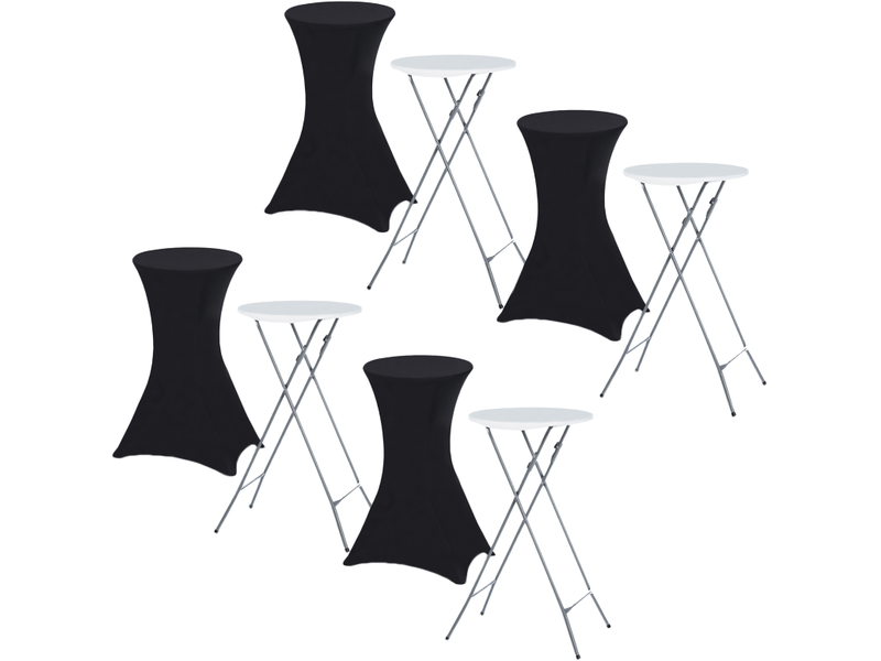 Lot de 4 tables hautes pliantes 105 cm et 4 housses noires - 2