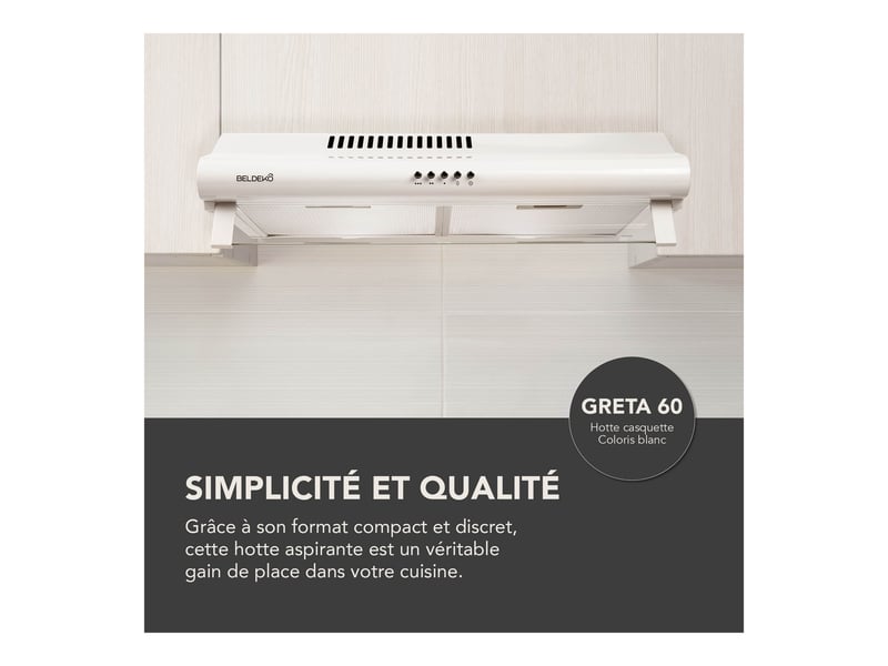 Hotte classique Recyclage ou évacuation BELDEKO - 175 m³/h 60 cm - 1
