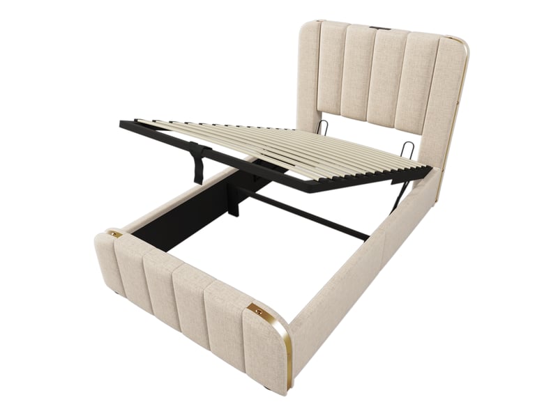 Lit coffre 90x200 cm OKWISH coloris beige - 2