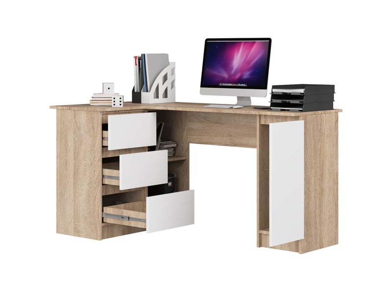 Bureau d'angle enfant AKORD Bureau B20 Gauche 155 cm coloris bois clair - 1