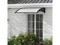 Costway auvent porte d'entree de 122 x 99 cm protection solaire upf50+, marquise de porte et fenêtre extérieur plaque en polycarbonate protection contre pluie neige vent (gris) - 1