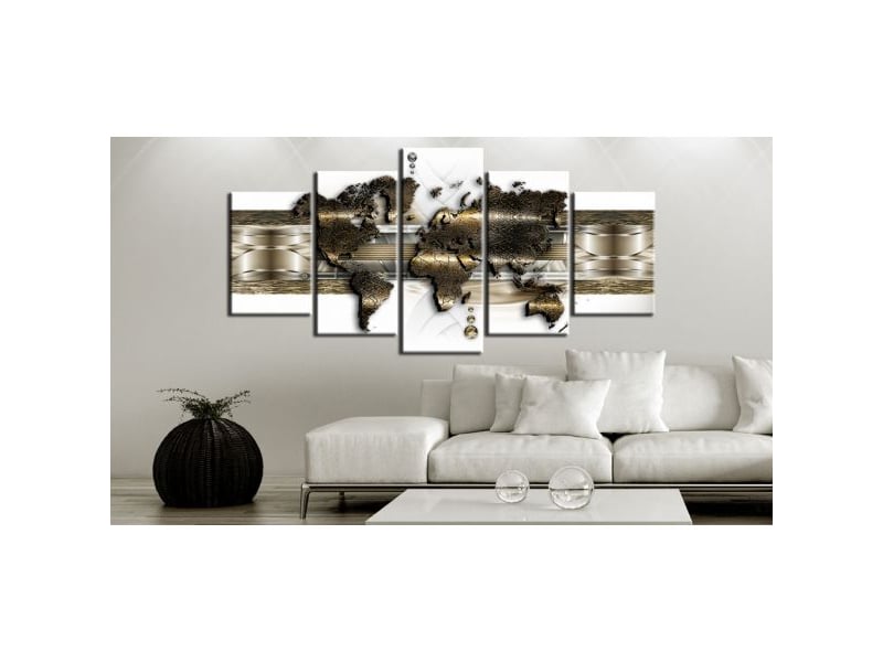 Tableau cartes du monde metalic world taille 200 x 100 cm - 1