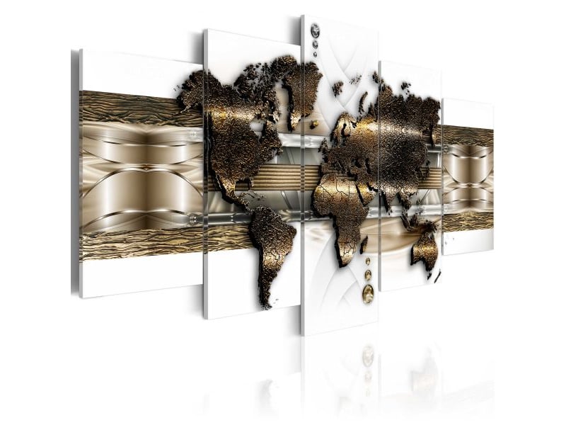 Tableau cartes du monde metalic world taille 200 x 100 cm - 2
